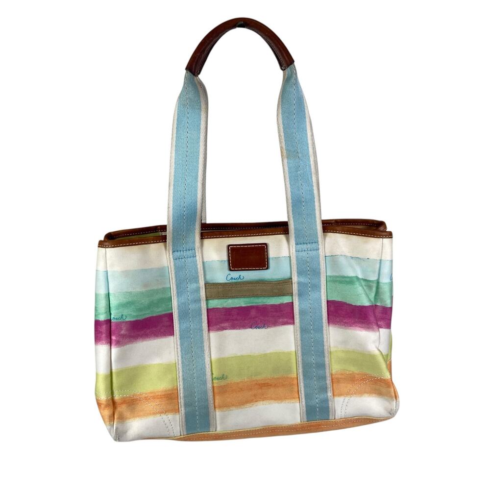 Coach Hampton Vintage Stripe Watercolor Patel Tote